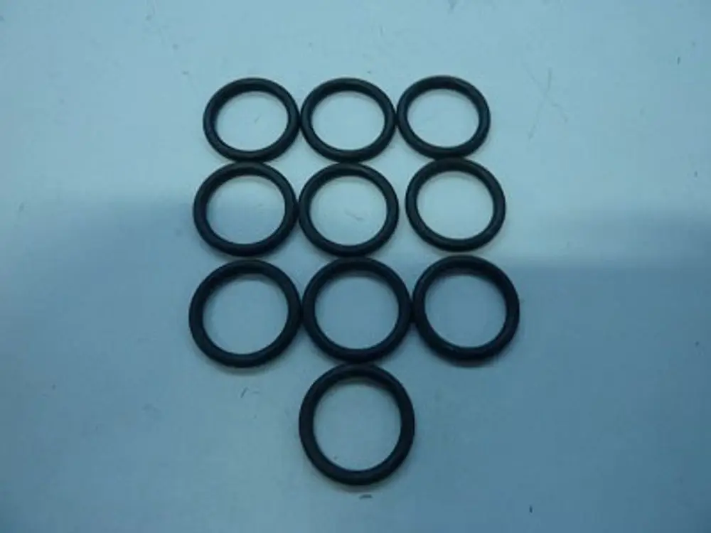 Zehn schwarze O-Ringe in einer gleichmäßigen Anordnung auf einem hellen Hintergrund. Geeignet für Anwendungen, die mit Remeha-Produkten kompatibel sind.